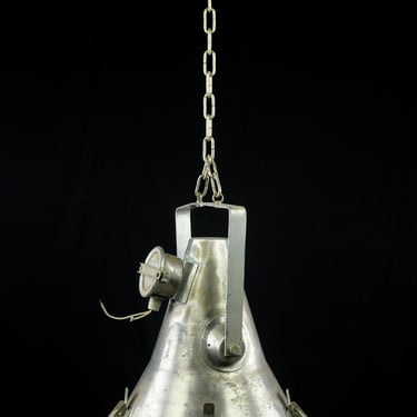 Vintage Industrial Steel & Glass Pendant Light Stamped Kokosha Japan