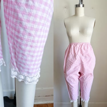 Vintage 1960s Pink Gingham Bloomers / Pants // S-M 