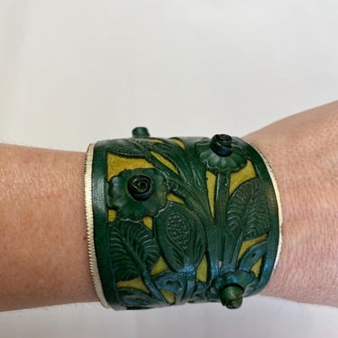 Ralph Lauren Bracelet Tooled Leather Western Heritage Vintage Polo Rare Jewelry 