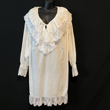 white ruffle nightgown vintage cotton lace ruffle victorian style dress medium large 