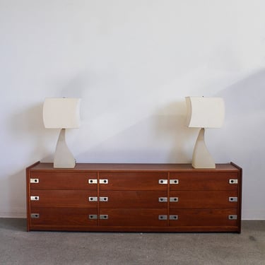 Teak and Chrome Lowboy Dresser