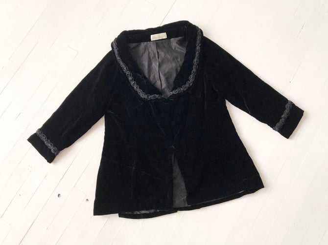 1990s Alicia Mugetti Black Velvet Jacket 