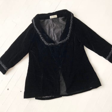 1990s Alicia Mugetti Black Velvet Jacket 