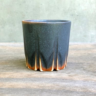 Porcelain Ceramic "Stealth" Cup  -  Matte Black with rust 