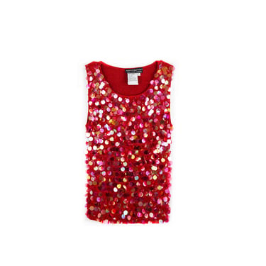 Vintage 90s Y2K Red Sequin Knit Top size Small 