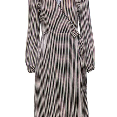 Second Female - Black w/ Cream Print Wrap Midi Dress Sz S