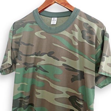 vintage t shirt / camo t shirt / 1980s soft and thin camouflage t shirt single stitch Medium 