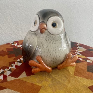 Fitz and Floyd Porcelain Chubby Seated Owl Figure 