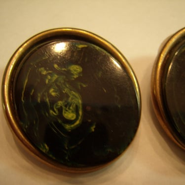 1940's Green Swirl Bakelite Earrings 