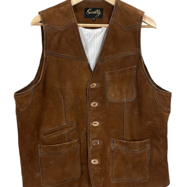 Vintage Scully Brown Suede Leather Western Vest Men’s XL