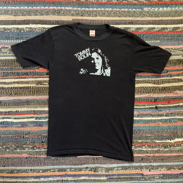 Vintage 70s Tommy Bolin Guitarist for Deep Purple bootleg t shirt single stitched black size M 
