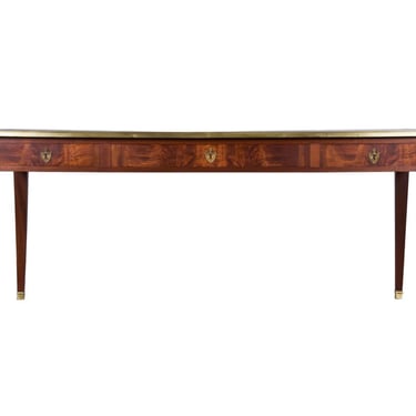 DELIVERY CHARGE French Louis XVI Neoclassical Style Mahogany Writing Desk W/ Brown Leather Top 