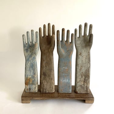 Rustic Glove Forms Molds Hand-Carved 