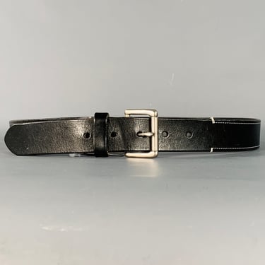 COACH Size 34 Black Silver Leather Brass Belt