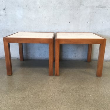 Pair of Vintage Stone Top Side Tables