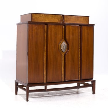 Helen Hobey Baker Mid Century Walnut and Burlwood Highboy Dresser - mcm 