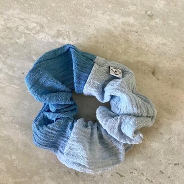 indigo gradient cotton gauze scrunchie | dyed with natural indigo | plant dyed handmade scrunchie 