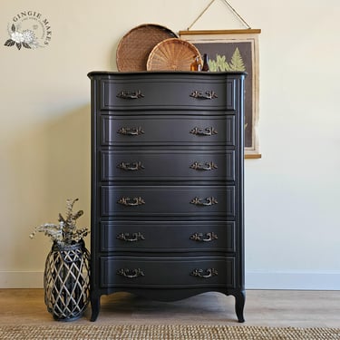 Dark Academia French Provincial Highboy ****please read ENTIRE listing prior to purchasing SHIPPING is NOT free 