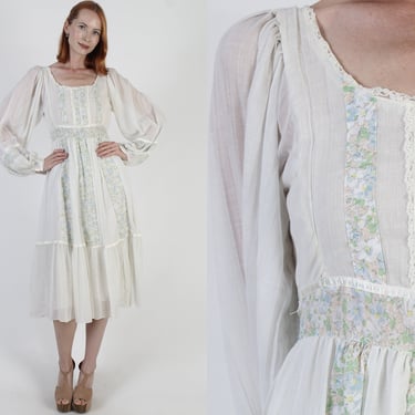 Victorian Gunne Sax Poet Sleeve Dress Romantic Bridal Bohemian Wedding Gown Vintage 70s McClintock Renaissance Fair Dress 