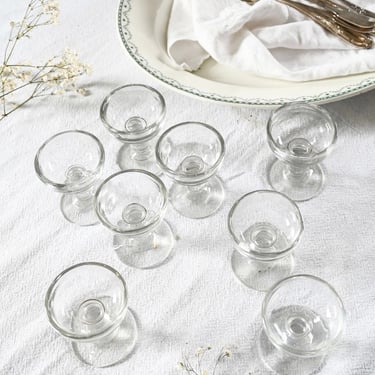 antique french hand blown aperitif glasses, set of 8