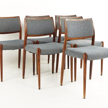 Niels Moller Model 80 Mid Century Rosewood Dining Chairs - Set of 6 - mcm 