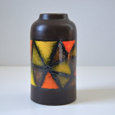 Italian Modern Pottery Vase in the Vetrata Pattern by Bitossi for Raymor, Pair 