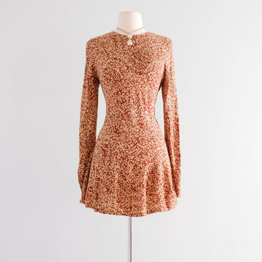 Vintage 1970's Diane Von Furstenberg Autumn Mini Dress / ML