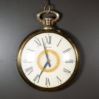 Mid-century United Clock Co. Model 47 Oversize Pocket Watch Wall Clock c.1950