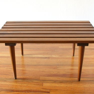 Mid Century Modern Slatted Table Bench