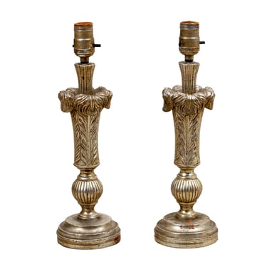 Pair of Silver Gilt Plume Lamps
