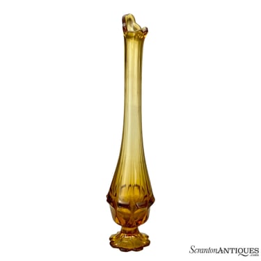 Mid-Century Atomic Amber Art Glass Swung Stretch Vase
