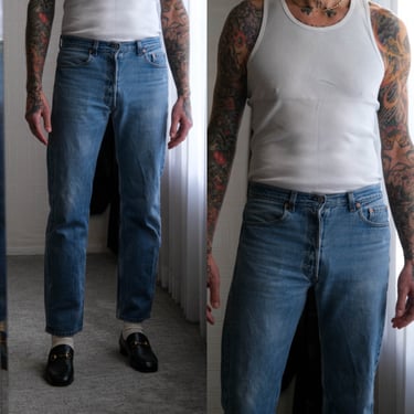 Vintage 80s LEVIS 501 Whiskered Medium Wash Button Fly Jeans | Made in USA | Size 34x32 | 1980s 1990s LEVIS Designer Unisex Denim Pants 