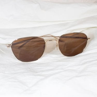 Chimi Steel Polygon Sunglasses - Soft Gold/Brown Lens on Garmentory