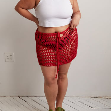 Crochet Cottage - Crochet Red Mini Skirt
