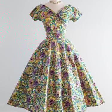 Iconic 1950's Suzy Perette New Look Era Cotton Firework Print Dress / SM