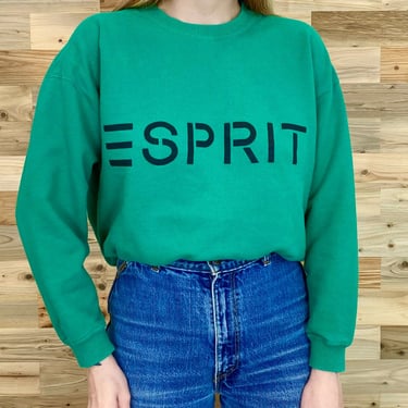 Esprit 90's Green Pullover Crewneck Sweatshirt Top 