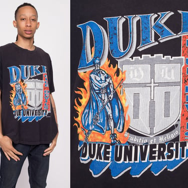 90s Duke Blue Devils T Shirt - Men's XL | Vintage Duke University Black Graphic Tee 