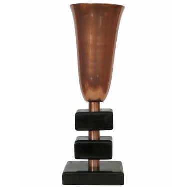 Early Mid-century Copper Stacked Base Torchiere Table Lamp 