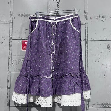 70's Purple floral Prairie Dress Skirt Gunne Sax 