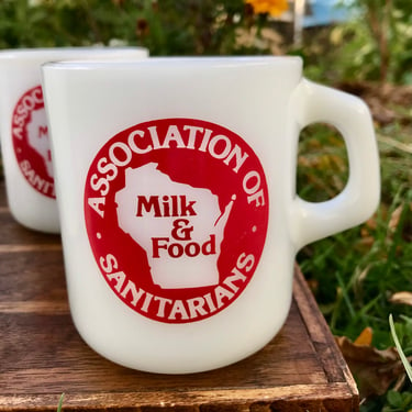Vintage Galaxy Mug Set Milk Glass Association of Sanitarians Milk Food Wisconsin 1980s 