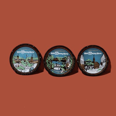Disney World Glass Coaster Set, Vintage Barware 