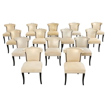 Set of Fourteen Soane Britain Leather Casino Dining Chairs