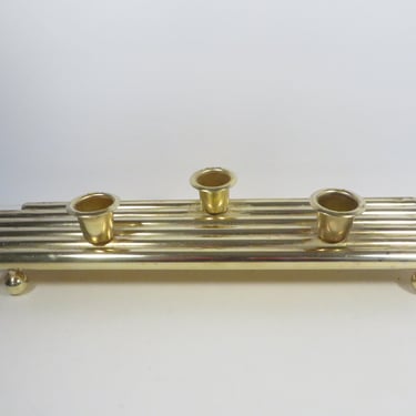 Vintage Brass Trio Candle Holder - Brass Centerpiece House of Lloyd Candle Holders 