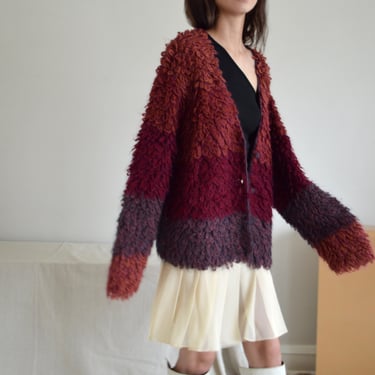 mohair looped ombre cardigan sweater 