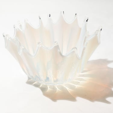 Vintage Fostoria Bowl, White Opalescent, Handkerchief 