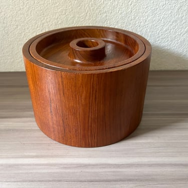 Vintage 60s Dansk Ice Bucket Round Staved Teak Wood IHQ Danish Modern Denmark Jens Quistgaard, Danish Modern 