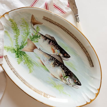 midcentury french vierzon porcelain fish platter