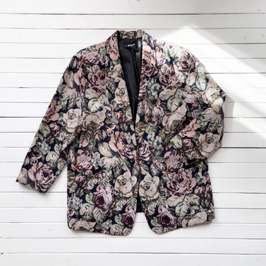 floral tapestry jacket 80s 90s vintage cottagecore long oversized blazer 