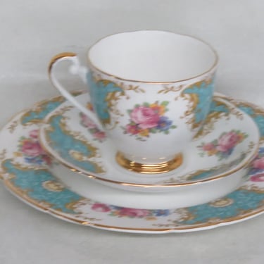 Royal Ardalt England 2094B Floral Tea Cup Saucer and Dessert Plate Set 3128B