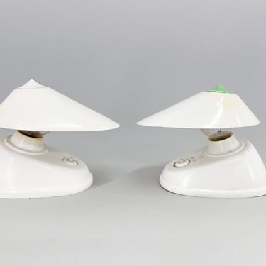 1960s Pair of White Bakelite Table or Wall Lamp, Czechoslovakia 